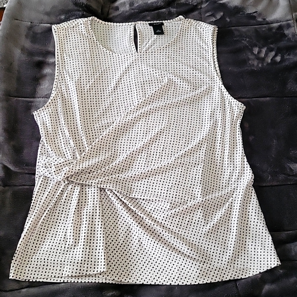 Ann Taylor, XL, Black and White Polka Dots Blouse